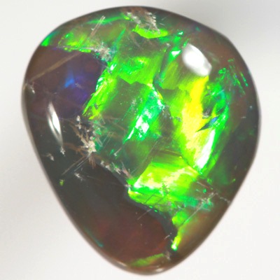 SOLID BLACK OPAL Very bright rolling flashes, neon copper orange and green
